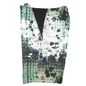 SPLIT Mikala Board Shorts Mens size 32 Stretch Swim Bathing Suit Green Flexcomb